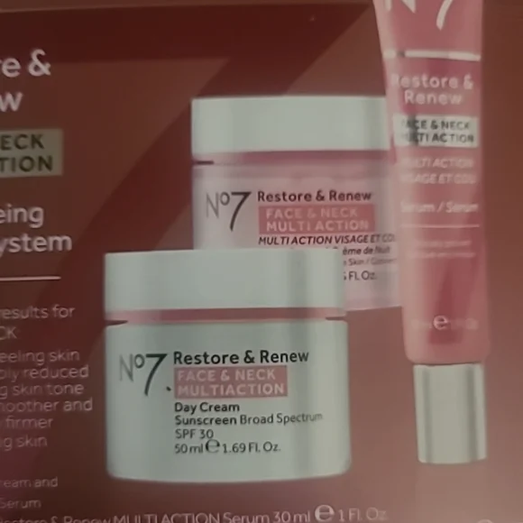 No7 Restore Renew MultiAction Face & Neck Treatment Anti Aging Skincare System - Picture 3 of 7